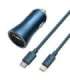 Baseus Golden Contactor Pro car charger, USB + USB-C, QC4.0+, PD, SCP, 40W (blue) + USB-C - Lightning cable 1m (blue)