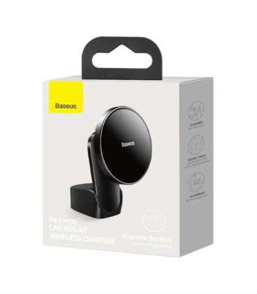 Baseus Big Energy car mount with wireless charger 15W for Iphone 12 / Iphone 13 (Black)