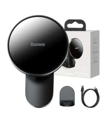 Baseus Big Energy car mount with wireless charger 15W for Iphone 12 / Iphone 13 (Black)