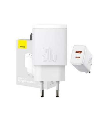 Baseus Compact Quick Charger, USB, USB-C, 20W (white)