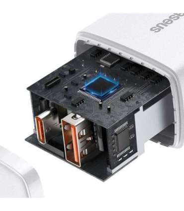 Baseus Compact Quick Charger, USB, USB-C, 20W (white)