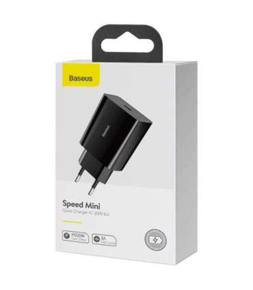 Baseus Speed Mini Quick Charger, USB-C, PD, 3A, 20W (black)