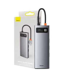 Hub 9in1 Baseus Metal Gleam Series, USB-C to 3x USB 3.0 + HDMI + USB-C PD + Ethernet RJ45 + microSD/SD + VGA