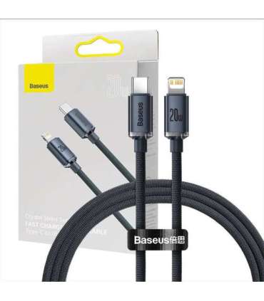 Baseus Crystal cable USB-C to Lightning, 20W, PD, 1.2m (black)