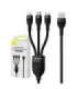 3in1 USB cable Baseus Flash Series, USB-C + micro USB + Lightning, 100W, 1.2m (black)
