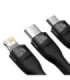 3in1 USB cable Baseus Flash Series, USB-C + micro USB + Lightning, 100W, 1.2m (black)