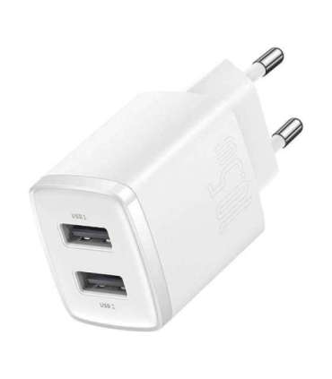 Baseus Compact Quick Charger, 2x USB, 10.5W (white)