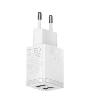 Baseus Compact Quick Charger, 2x USB, 10.5W (white)