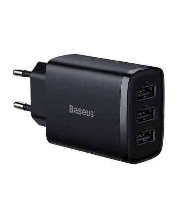 Baseus Compact Quick Charger, 3x USB, 17W (Black)