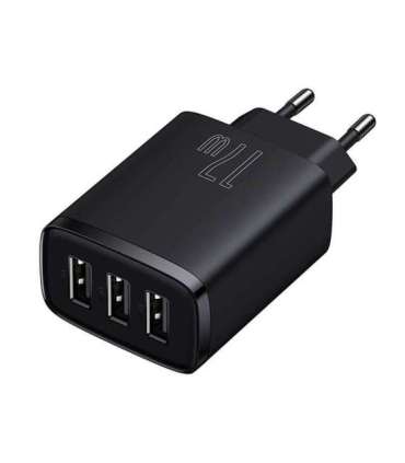 Baseus Compact Quick Charger, 3x USB, 17W (Black)