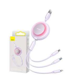 Baseus Bright Mirror 2, 3-in-1  USB 3-in-1 cable for micro USB / USB-C / Lightning 3.5A 1.1m (Purple)