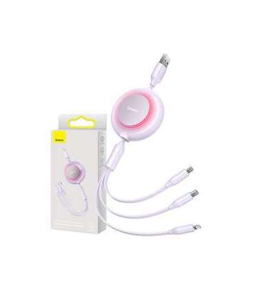 Baseus Bright Mirror 2, 3-in-1  USB 3-in-1 cable for micro USB / USB-C / Lightning 3.5A 1.1m (Purple)