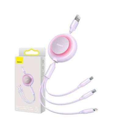 Baseus Bright Mirror 2, 3-in-1  USB 3-in-1 cable for micro USB / USB-C / Lightning 3.5A 1.1m (Purple)