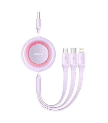 Baseus Bright Mirror 2, 3-in-1  USB 3-in-1 cable for micro USB / USB-C / Lightning 3.5A 1.1m (Purple)