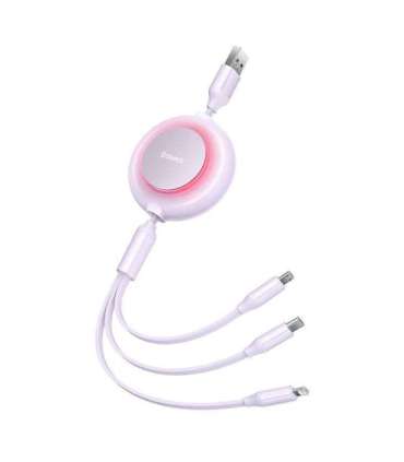 Baseus Bright Mirror 2, 3-in-1  USB 3-in-1 cable for micro USB / USB-C / Lightning 3.5A 1.1m (Purple)