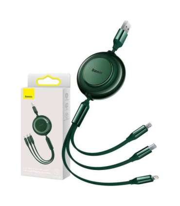 Baseus Bright Mirror 2, USB 3-in-1 cable for micro USB / USB-C / Lightning 3.5A 1.1m (Green)