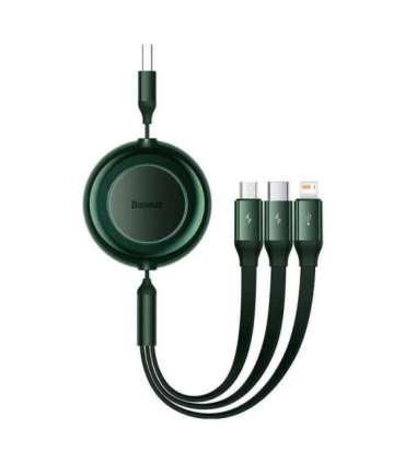 Baseus Bright Mirror 2, USB 3-in-1 cable for micro USB / USB-C / Lightning 3.5A 1.1m (Green)