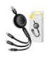 Baseus Bright Mirror 3, USB 3-in-1 cable for micro USB / USB-C / Lightning 66W / 2A 1.1m (Black)