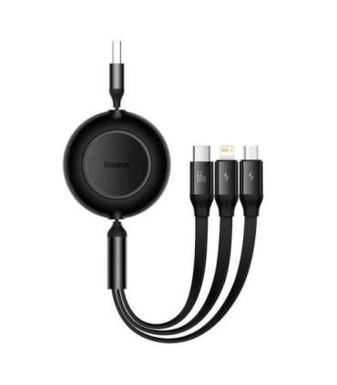 Baseus Bright Mirror 3, USB 3-in-1 cable for micro USB / USB-C / Lightning 66W / 2A 1.1m (Black)