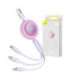 Baseus Bright Mirror 3, USB 3-in-1 cable for micro USB / USB-C / Lightning 66W / 2A 1.1m (Purple)