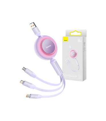 Baseus Bright Mirror 3, USB 3-in-1 cable for micro USB / USB-C / Lightning 66W / 2A 1.1m (Purple)