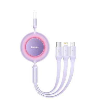 Baseus Bright Mirror 3, USB 3-in-1 cable for micro USB / USB-C / Lightning 66W / 2A 1.1m (Purple)