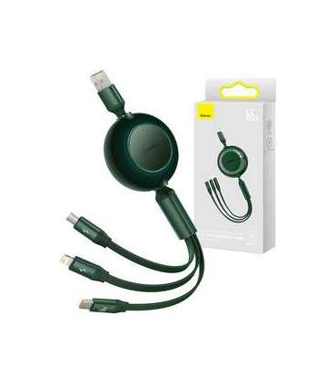 Baseus Bright Mirror 3, USB 3-in-1 cable for micro USB / USB-C / Lightning 66W / 2A 1.1m (Green)