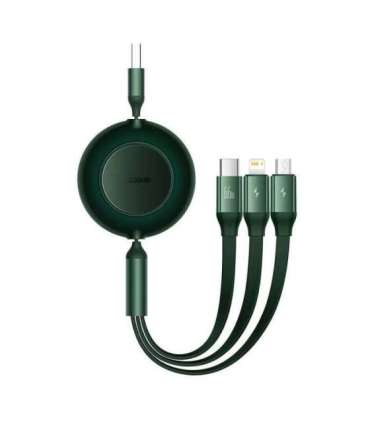 Baseus Bright Mirror 3, USB 3-in-1 cable for micro USB / USB-C / Lightning 66W / 2A 1.1m (Green)