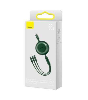 Baseus Bright Mirror 3, USB 3-in-1 cable for micro USB / USB-C / Lightning 66W / 2A 1.1m (Green)