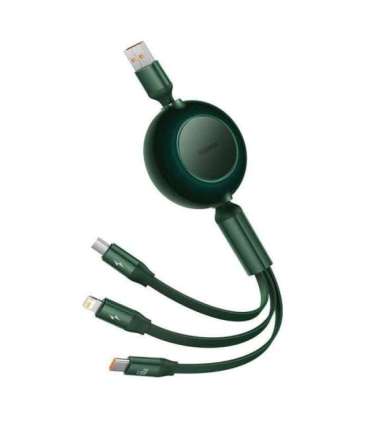 Baseus Bright Mirror 3, USB 3-in-1 cable for micro USB / USB-C / Lightning 66W / 2A 1.1m (Green)