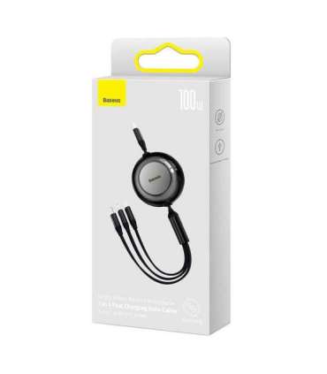 Baseus Bright Mirror 4, USB-C 3-in-1 cable for micro USB / USB-C / Lightning 100W / 3.5A 1.1m (Black)