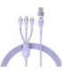 3in1 USB cable Baseus Flash Series 2, USB-C + micro USB + Lightning, 100W, 1.5m (purple)