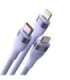 3in1 USB cable Baseus Flash Series 2, USB-C + micro USB + Lightning, 100W, 1.5m (purple)