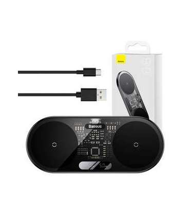 Dual Qi wireless charger Baseus Digital LED Display, 20W