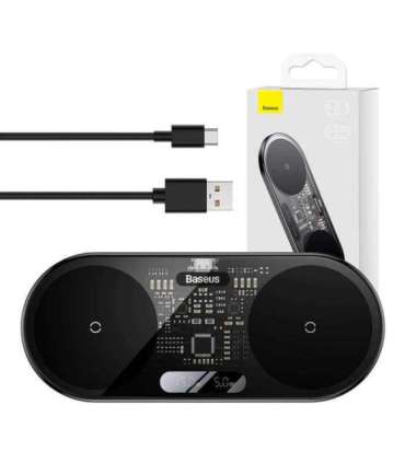 Dual Qi wireless charger Baseus Digital LED Display, 20W