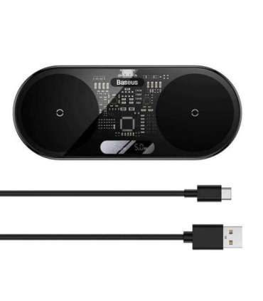 Dual Qi wireless charger Baseus Digital LED Display, 20W