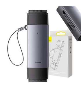 Baseus Lite Series SD/TF memory card reader, USB + USB-C (gray)