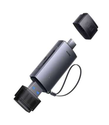 Baseus Lite Series SD/TF memory card reader, USB + USB-C (gray)
