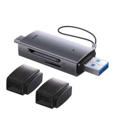 Baseus Lite Series SD/TF memory card reader, USB + USB-C (gray)