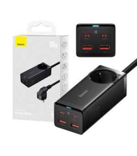 Baseus GaN3 Pro wall charger / powerstrip 2xUSB + 2xUSB-C + AC, 100W (black)