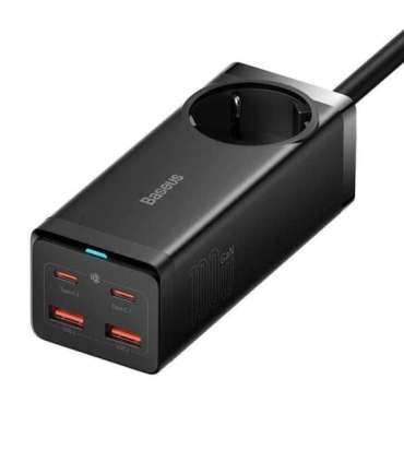 Baseus GaN3 Pro wall charger / powerstrip 2xUSB + 2xUSB-C + AC, 100W (black)