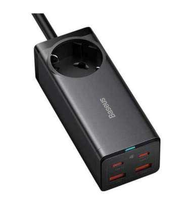 Baseus GaN3 Pro wall charger / powerstrip 2xUSB + 2xUSB-C + AC, 100W (black)