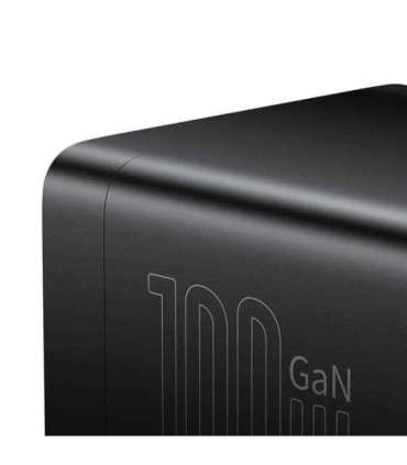Baseus GaN3 Pro wall charger / powerstrip 2xUSB + 2xUSB-C + AC, 100W (black)
