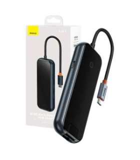 Hub 5in1 Baseus AcmeJoy series USB-C to 2xUSB 3.0 + USB 2.0 + USB-C PD + RJ45 (dark grey)