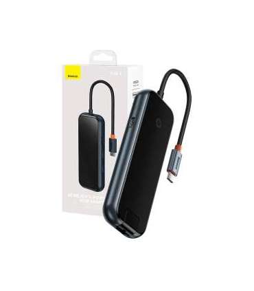 Hub 5in1 Baseus AcmeJoy series USB-C to 2xUSB 3.0 + USB 2.0 + USB-C PD + RJ45 (dark grey)
