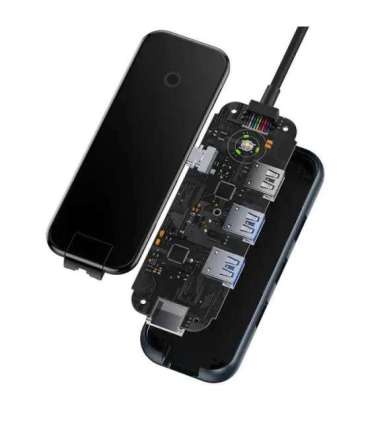 Hub 5in1 Baseus AcmeJoy series USB-C to 2xUSB 3.0 + USB 2.0 + USB-C PD + RJ45 (dark grey)