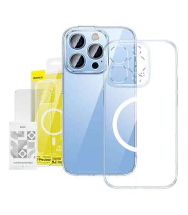 Baseus Crystal Transparent Magnetic Case and Tempered Glass set for iPhone 14 Pro Max