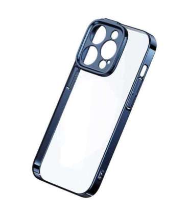 Baseus Glitter Transparent Case and Tempered Glass set for iPhone 14 Pro Max (blue)