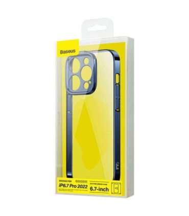 Baseus Glitter Transparent Case and Tempered Glass set for iPhone 14 Pro Max (blue)