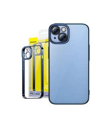 Baseus Glitter Transparent Case and Tempered Glass set for iPhone 14 Plus (blue)